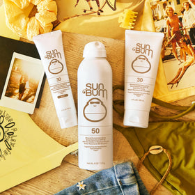 Sun Bum applied by woman illustrating even tint and primer effect