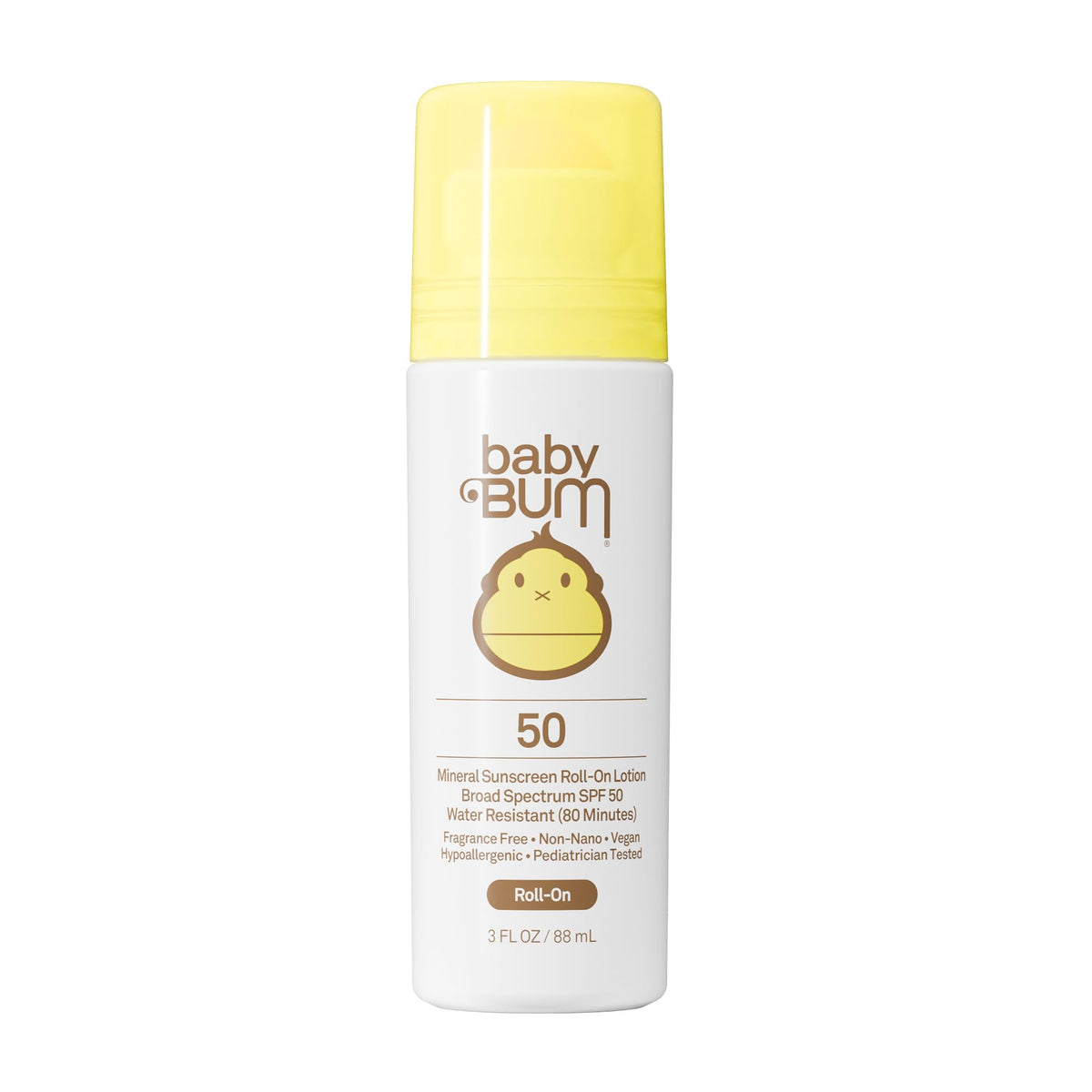 Sun Bum baby bum front packaging showing SPF 50 and travel benefits