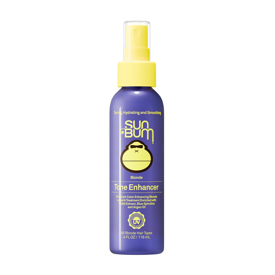 Sun Bum Blonde Tone Enhancer front bottle showing spray and branding for easy application
