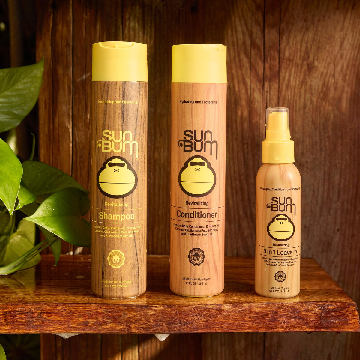 Sun Bum conditioner being applied in shower to detangle and smooth hair