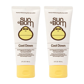Sun Bum front packaging showing 2-pack for convenient after-sun care and easy storage