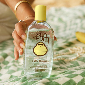 Sun Bum gel texture close-up highlighting cooling aloe feel and quick absorption benefit