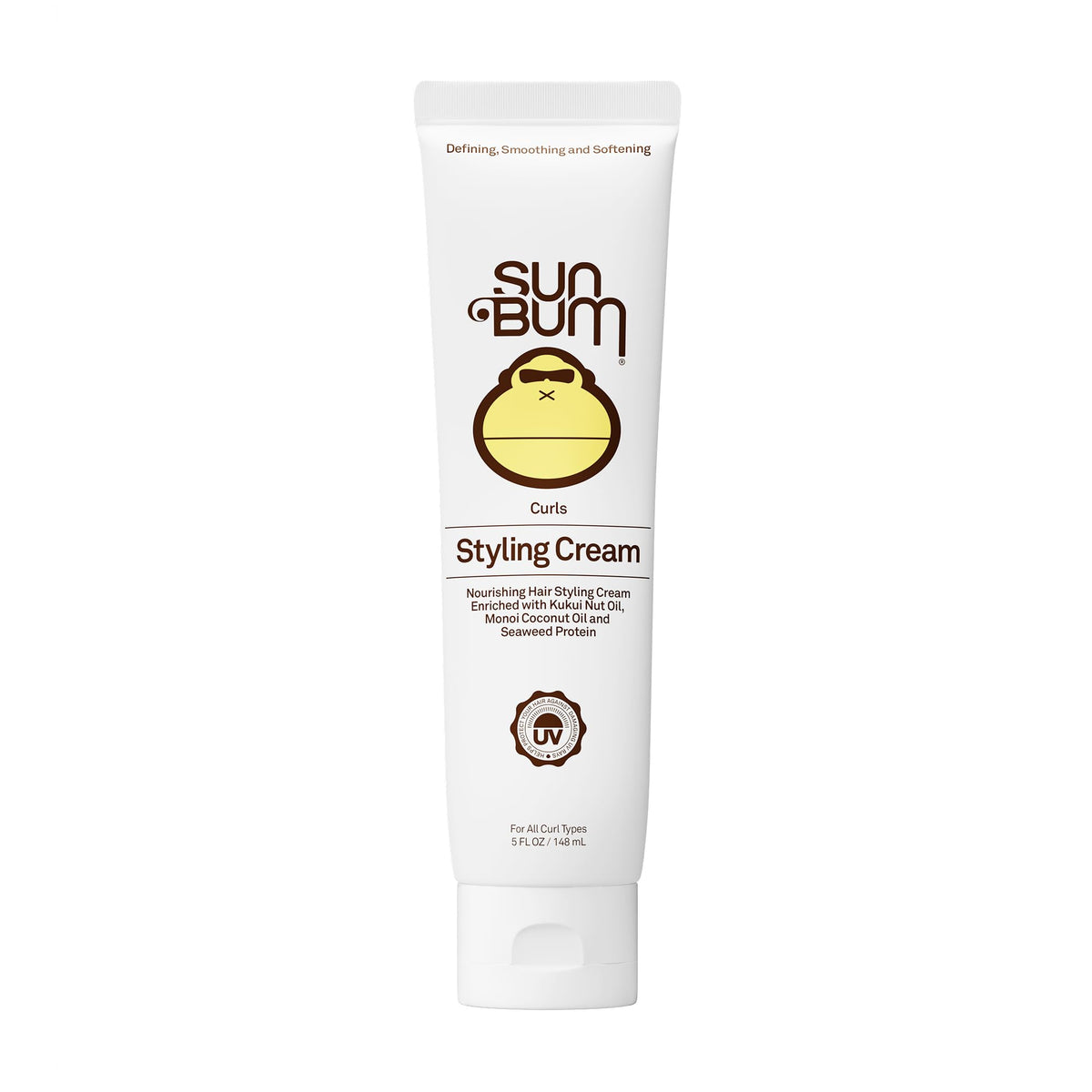Sun Bum front packaging showing 5 oz tube and benefits for defined curls