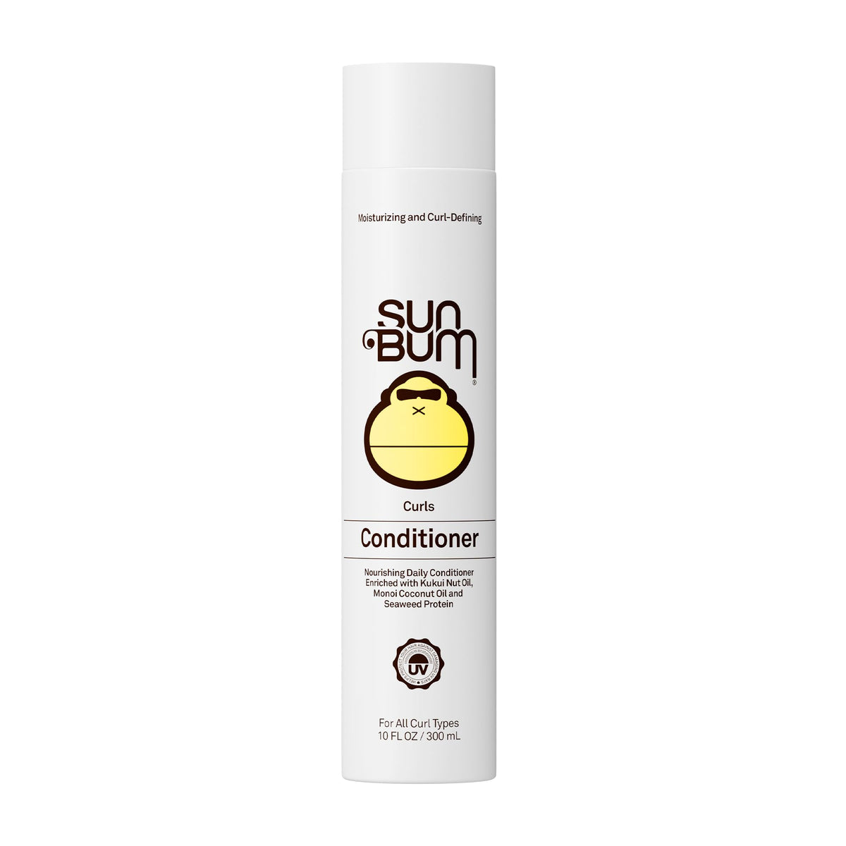 Sun Bum Curls Conditioner front packaging showing 10 oz tube and branding for easy ID