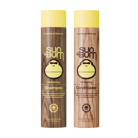 Sun Bum front packaging showing revitalizing shampoo and conditioner benefits