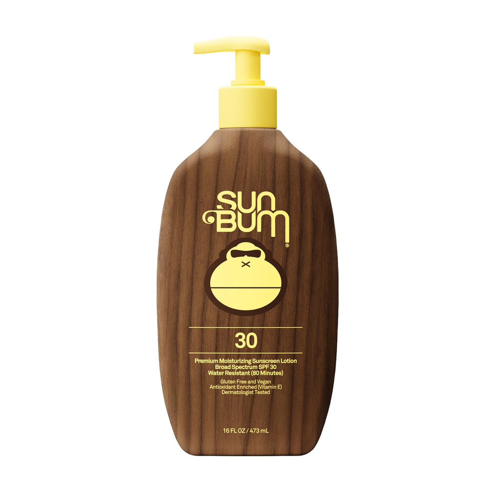 Sun Bum front packaging showing 16 oz bottle and SPF 30 protection benefit