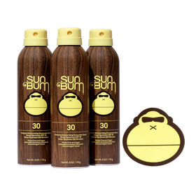 Sun Bum front packaging showing SPF 30 and three-pack convenience