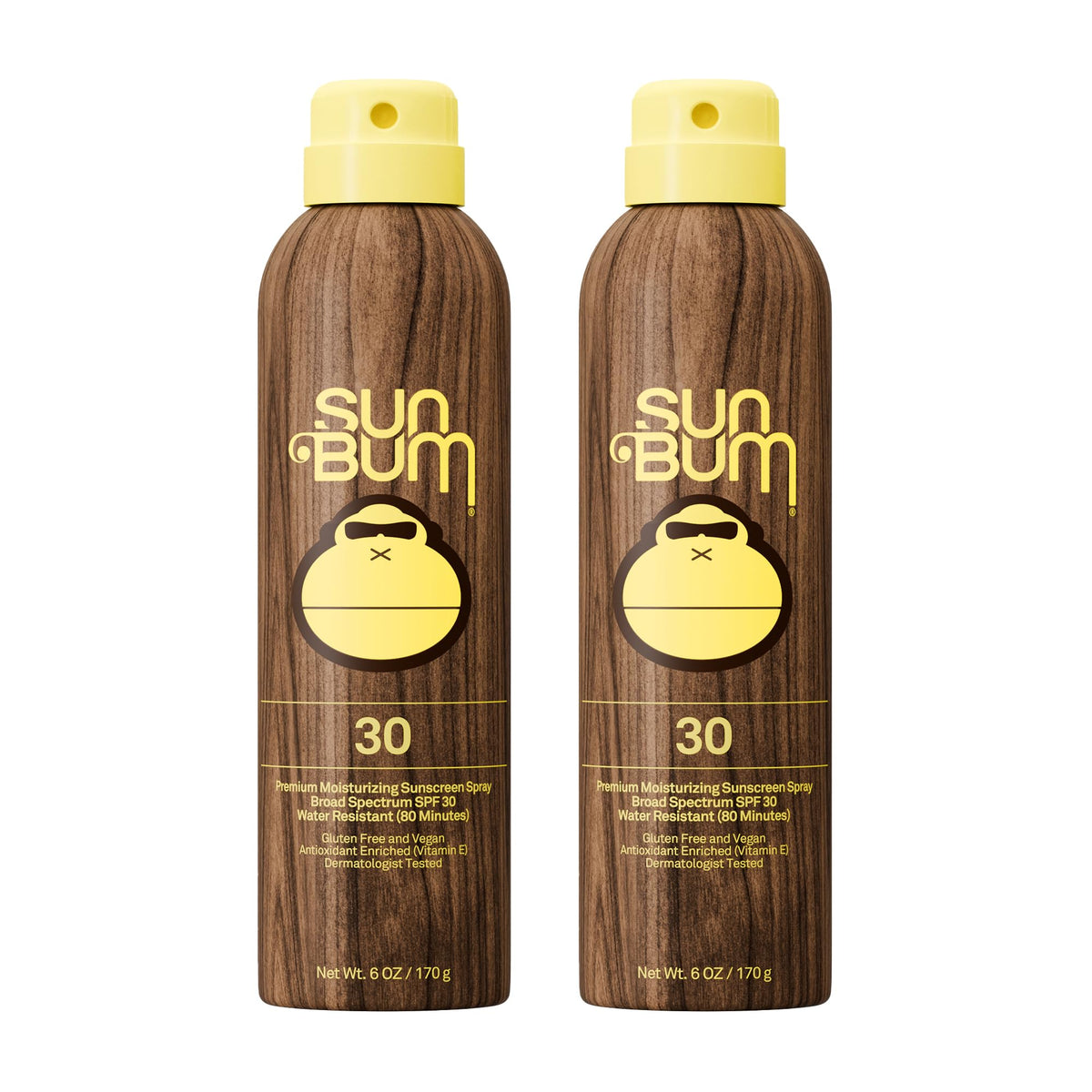 Sun Bum front spray bottle showing label and SPF 30 for easy identification and protection