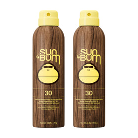 Sun Bum front spray bottle showing label and SPF 30 for easy identification and protection