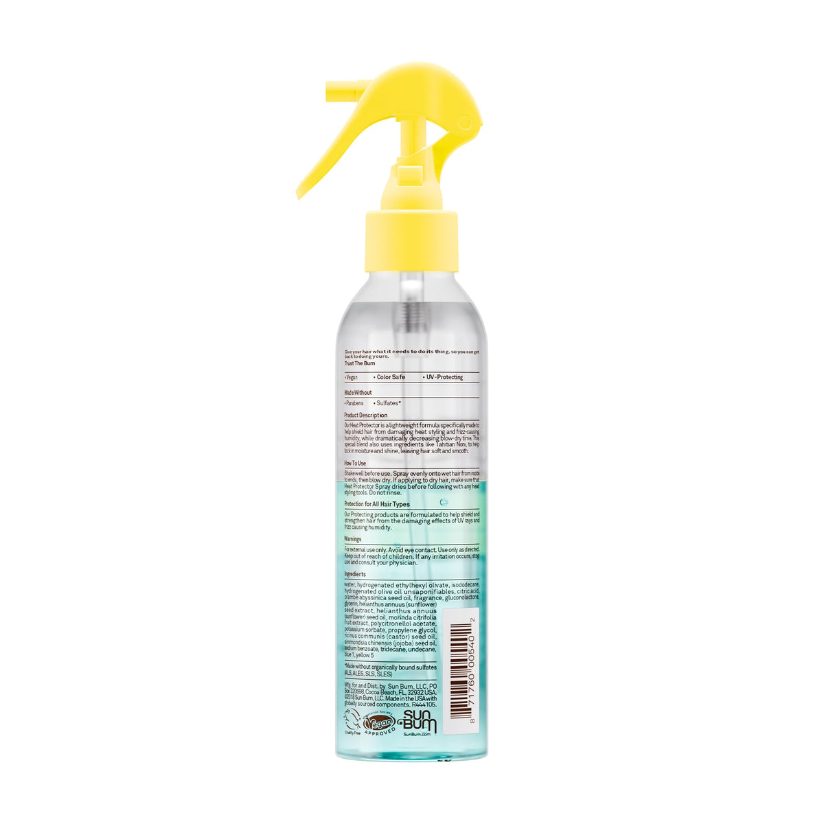 Sun Bum size scale comparison with hand, shows 6 oz travel-friendly bottle