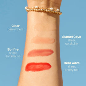 Sun Bum lip swatch on hand showing buildable tint and hydration