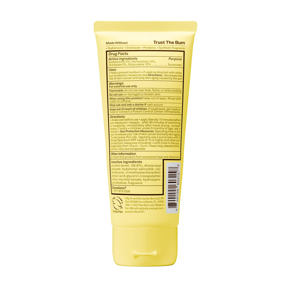 Sun Bum bottle in beach scene conveying water-resistant outdoor protection