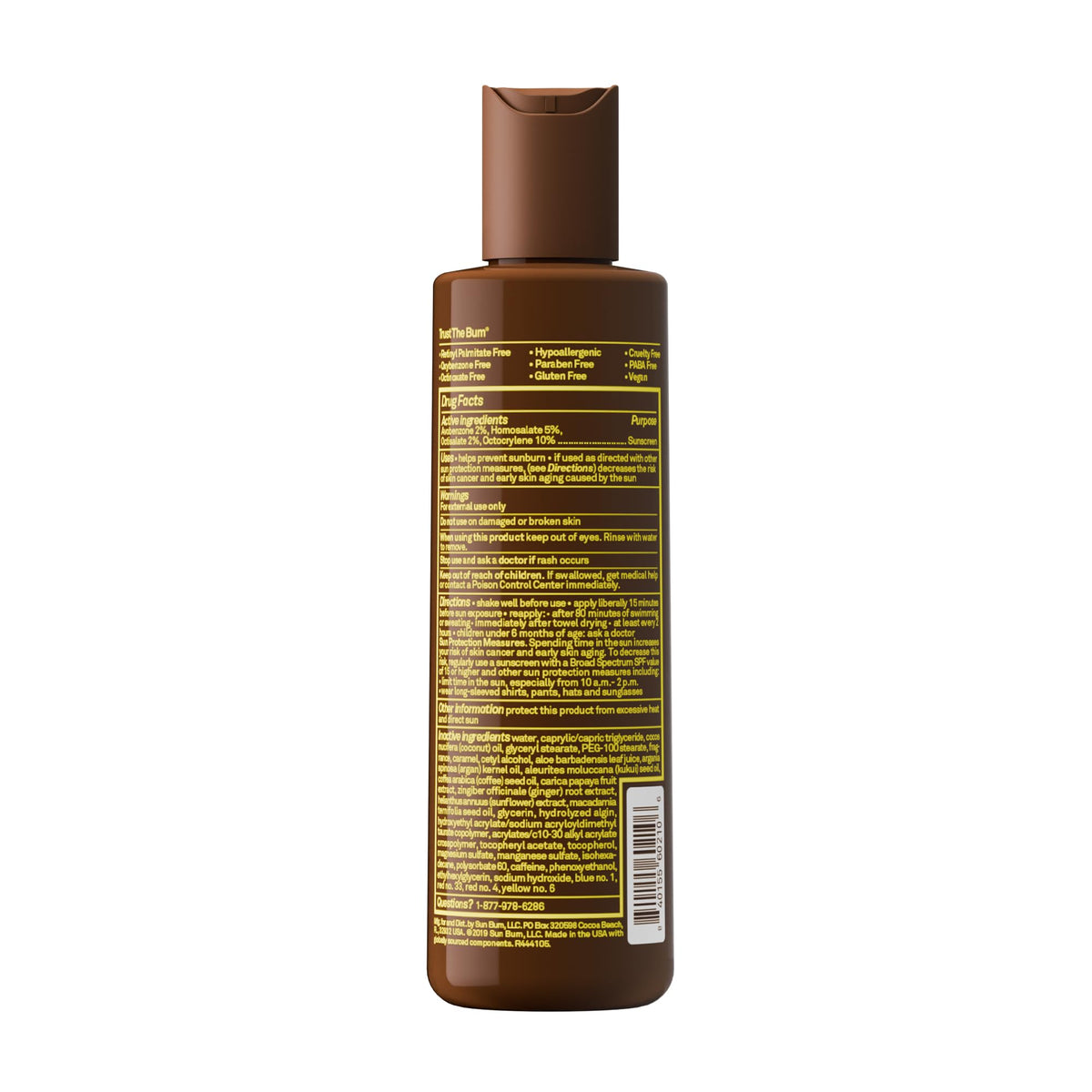Sun Bum bottle on sand at beach illustrating water-resistant protection