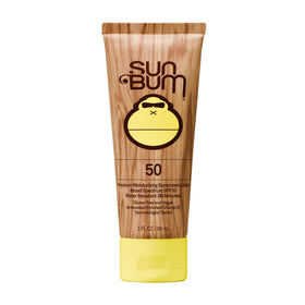 Sun Bum front bottle showing SPF 50 label and travel size benefit