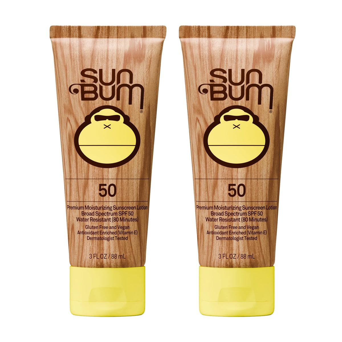 Sun Bum front packaging showing SPF 50 and travel-ready size for dependable sun protection