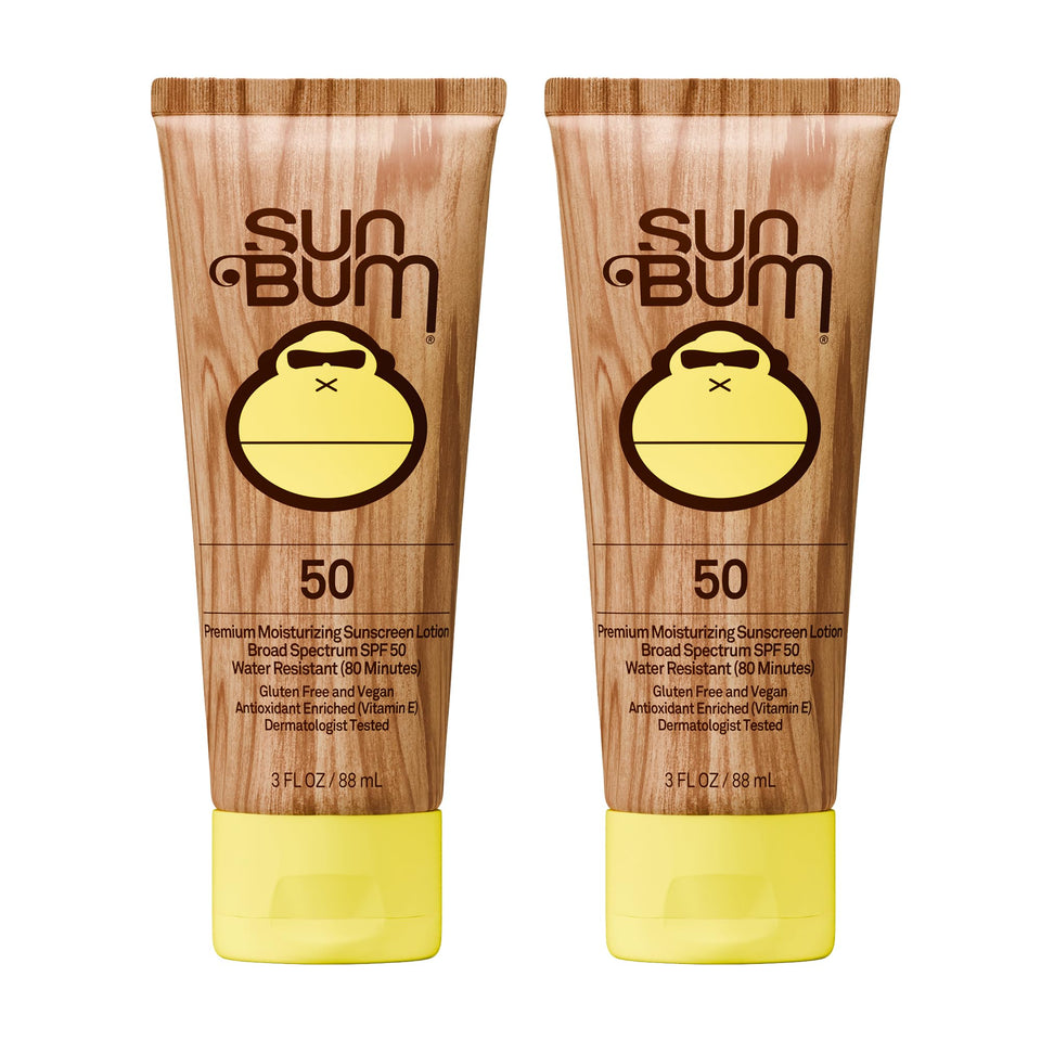 Sun Bum front packaging showing SPF 50 and travel-ready size for dependable sun protection