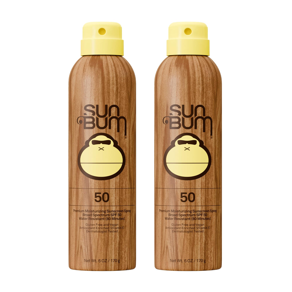 Sun Bum front packaging showing SPF 50 spray and summer styling benefit