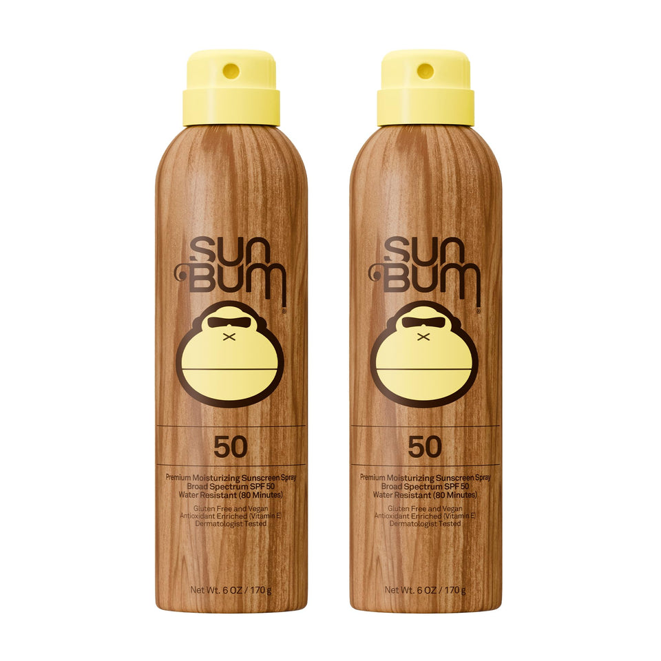 Sun Bum front packaging showing SPF 50 spray and summer styling benefit