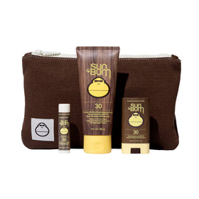 Sun Bum front packaging showing kit contents and travel-ready benefit