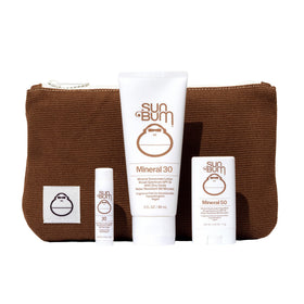 Sun Bum kit arranged with pouch showing travel-ready convenience