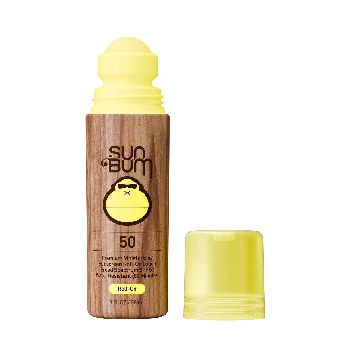 Label detail of Sun Bum roll-on highlighting reef-compliant ingredients
