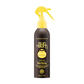 Sun Bum sea spray front bottle showing label and matte finish benefit