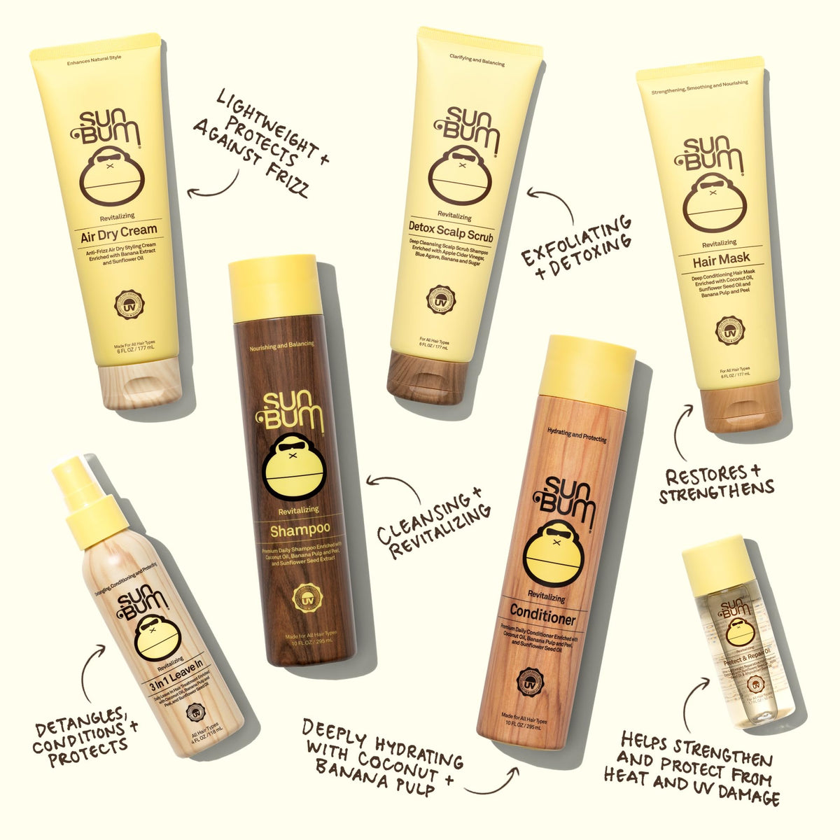 Sun Bum shampoo being poured to show moisturizing texture and lather