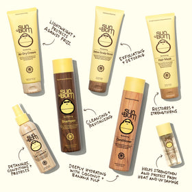 Sun Bum shampoo being poured to show moisturizing texture and lather