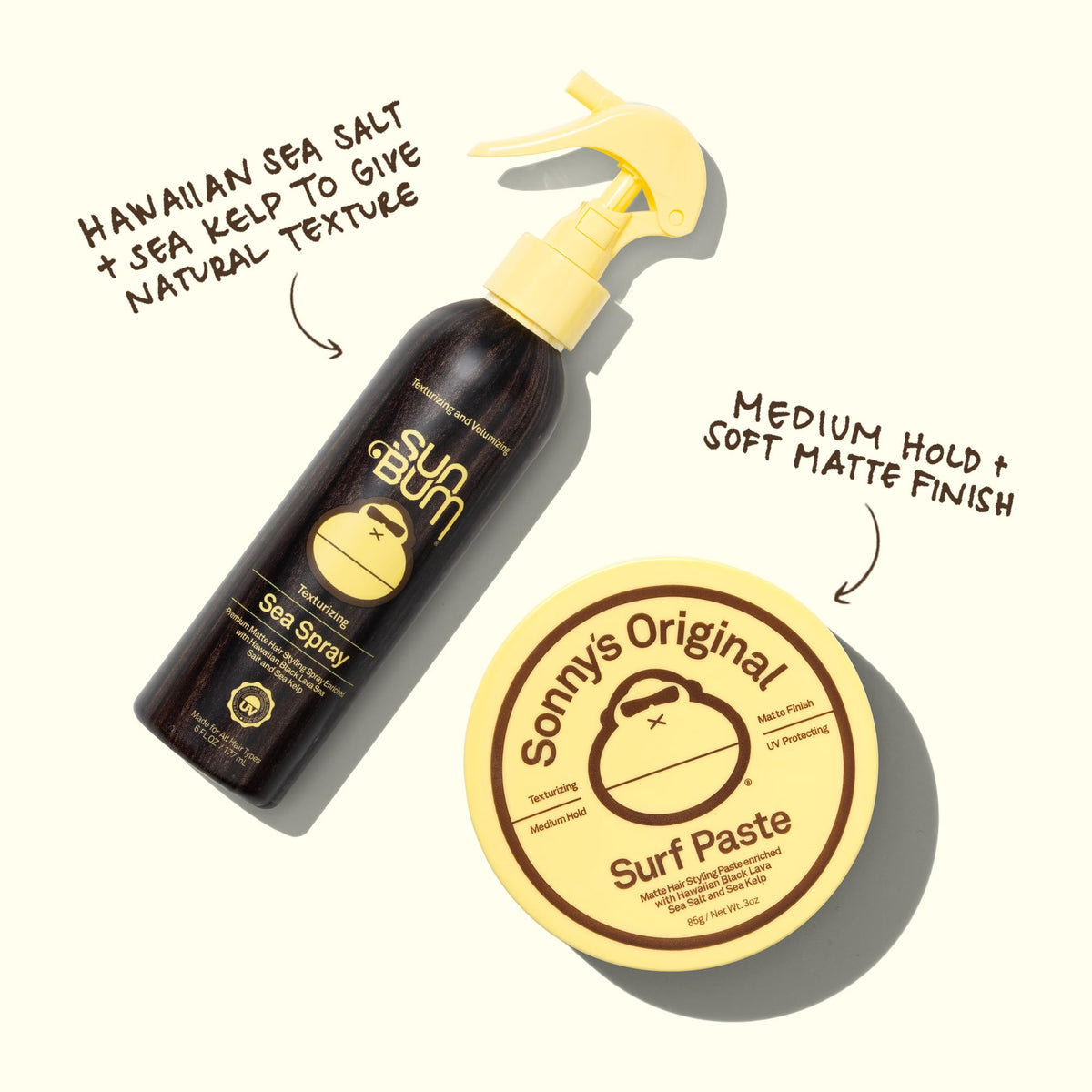 Sun Bum Sonny's open jar revealing matte paste texture for easy styling benefit