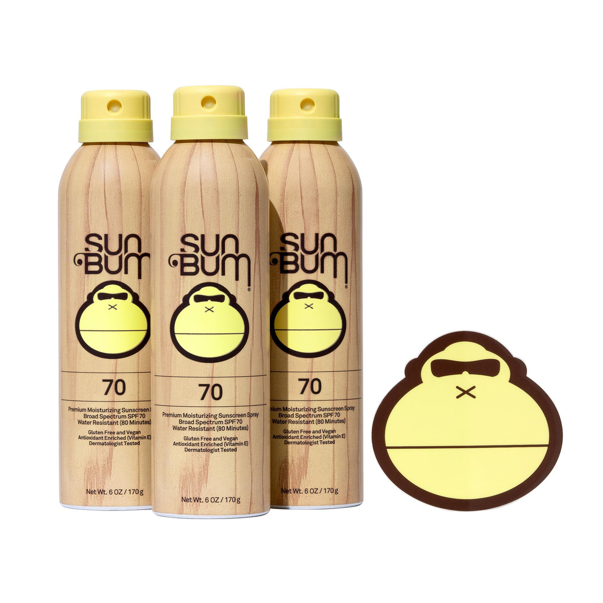 Sun Bum front packaging showing SPF 70 and vegan label for strong sun protection