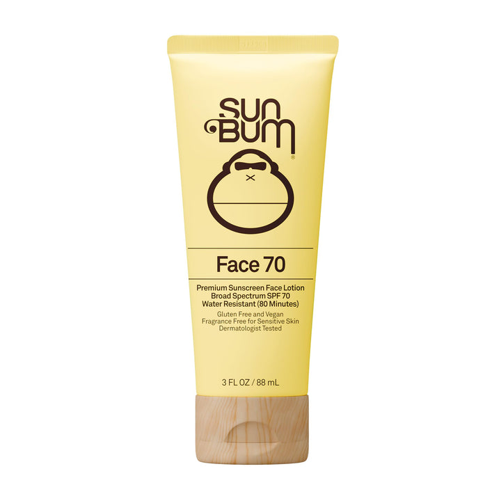 Sun Bum SPF 70 front tube showing clean travel-friendly packaging and clear SPF benefit