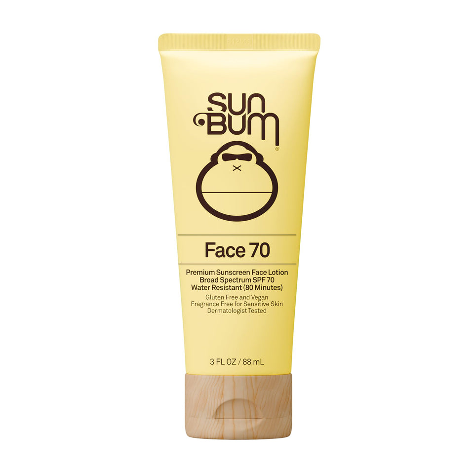 Sun Bum SPF 70 front tube showing clean travel-friendly packaging and clear SPF benefit