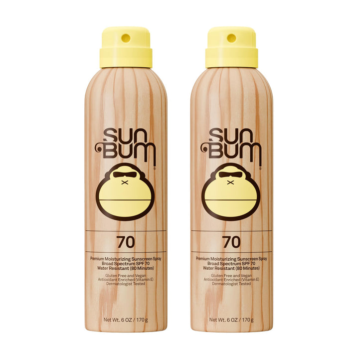 Sun Bum spray front packaging showing SPF 70 and summer scent benefit