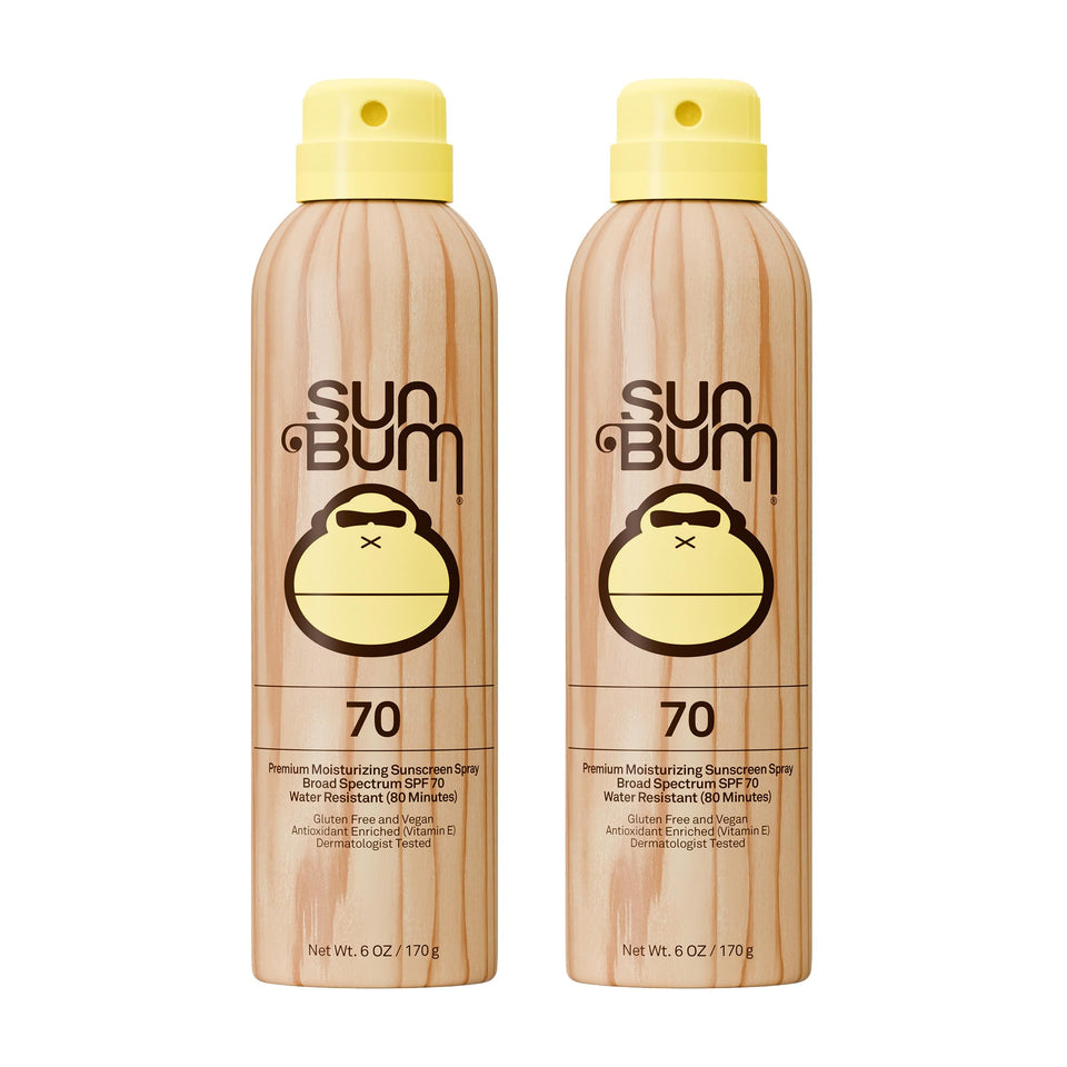 Sun Bum spray front packaging showing SPF 70 and summer scent benefit