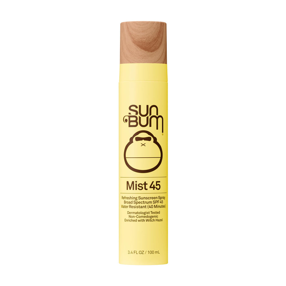 Sun Bum front packaging showing SPF 45 and travel size, quick protection