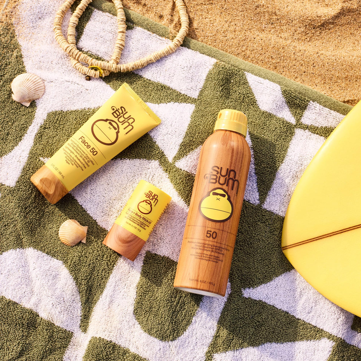Sun Bum stick inside a travel pouch, compact sunscreen for on-the-go protection