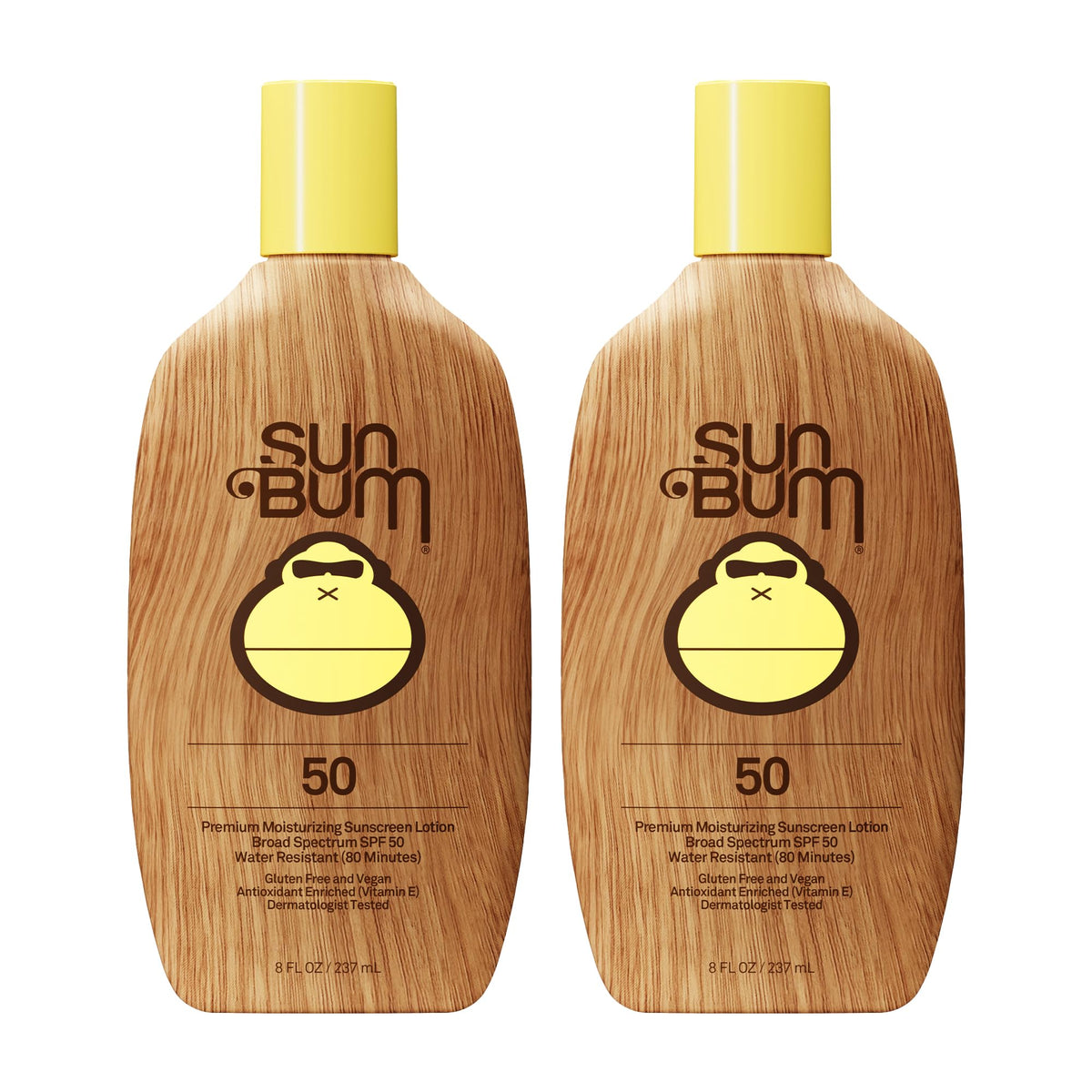 Sun Bum sunscreen front packaging showing SPF 50 and two-pack value