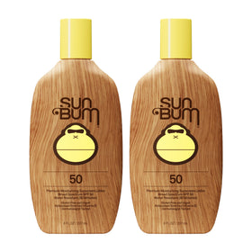 Sun Bum sunscreen front packaging showing SPF 50 and two-pack value