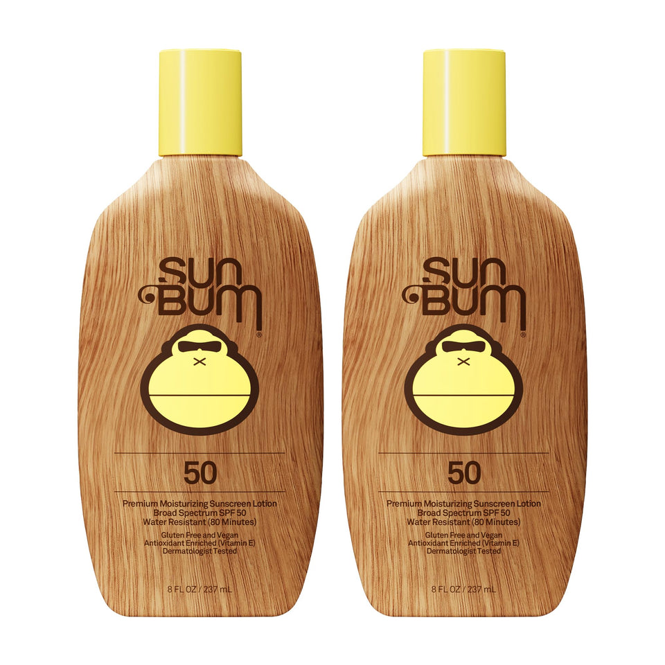 Sun Bum sunscreen front packaging showing SPF 50 and two-pack value