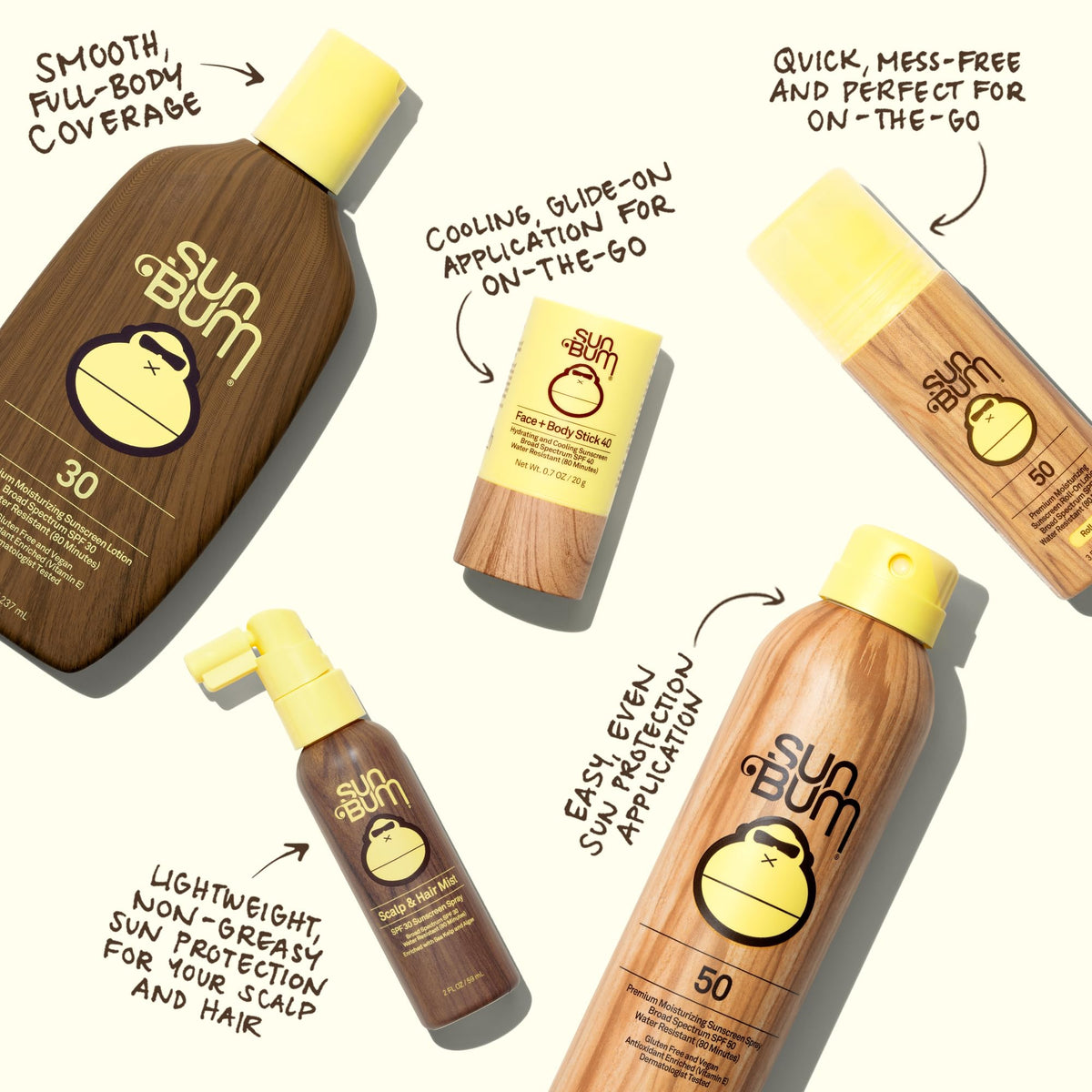 Two Sun Bum bottles side-by-side showing pack size and portability
