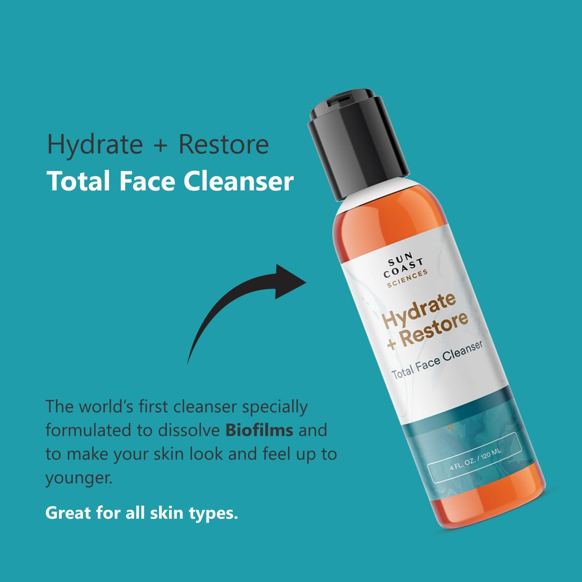 SUN COAST SCIENCES cream-to-foam texture close-up demonstrating gentle lather for hydrated skin