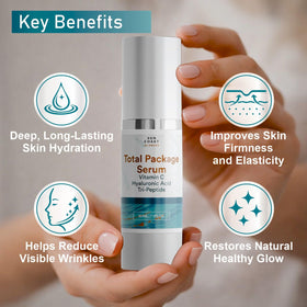 Sun Coast Sciences ingredient visual with vitamin C and hyaluronic elements showing antioxidant and moisture benefits