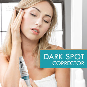 Sun Coast Sciences serum dropper dispensing clear brightening fluid beneficial for tone