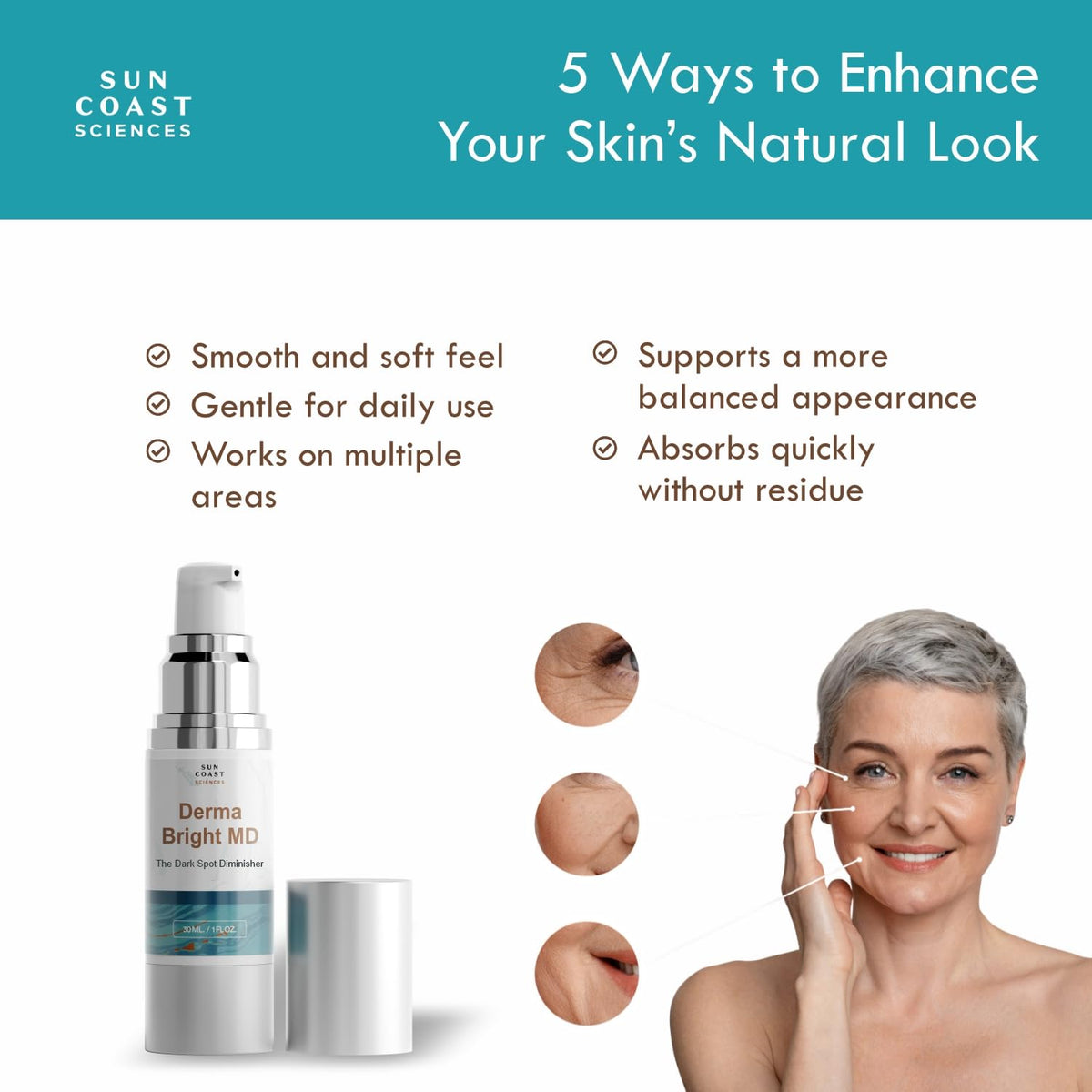 Sun Coast Sciences texture on fingertip highlighting lightweight hydration and absorption