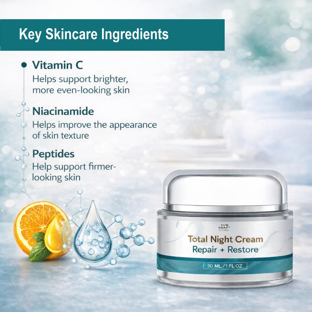 SUN COAST SCIENCES cream texture close-up highlighting silky, fast-absorbing finish