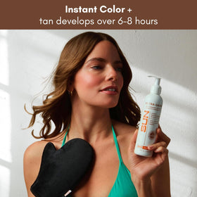 Sun Laboratories by Giesee before and after legs showing deep even tan