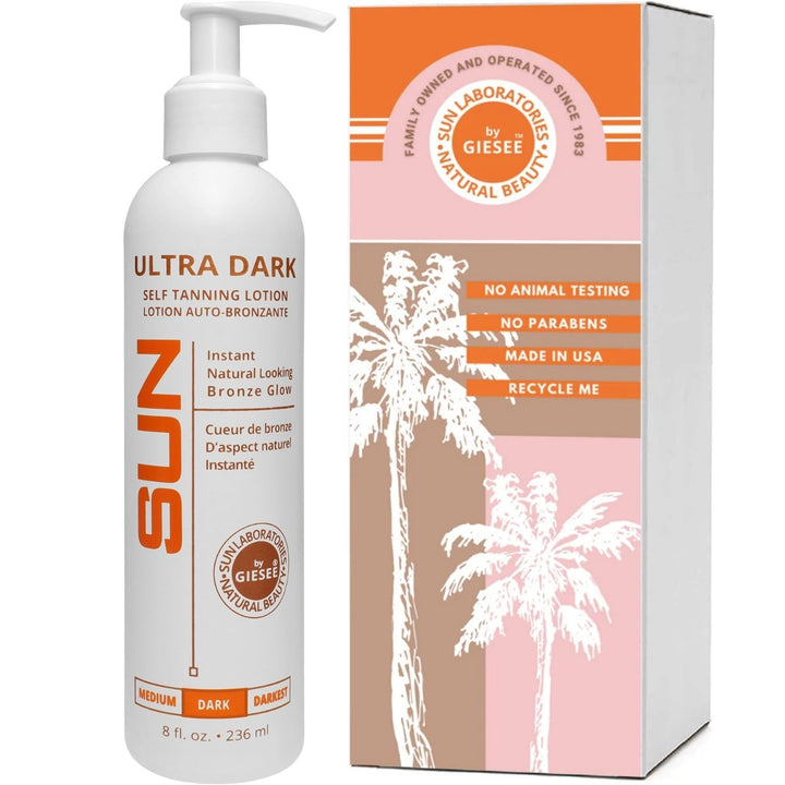Sun Laboratories by Giesee front label showing product and instant bronze benefit
