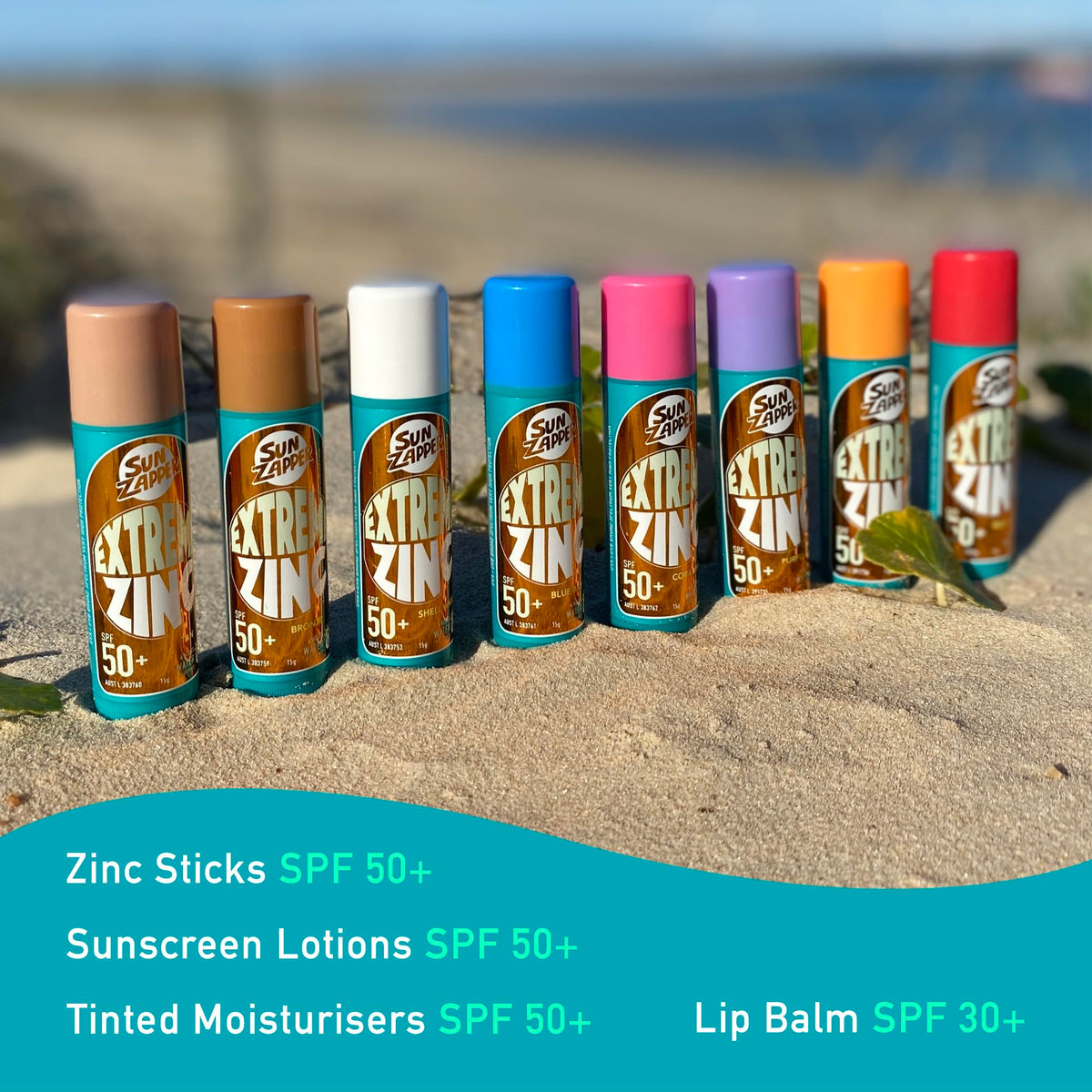 Sun Zapper beach crew applying colored sticks for fast group protection