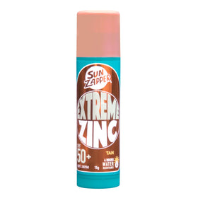 Sun Zapper stick front view showing tan zinc coverage benefit
