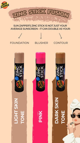 Sun Zapper family at beach using sticks for easy, water-resistant UV protection